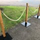 Oak Rope Barrier Post with Steel Base - MOQ 6