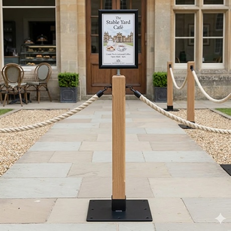 Shop Rustic Wooden Rope Barrier Posts White Light Display