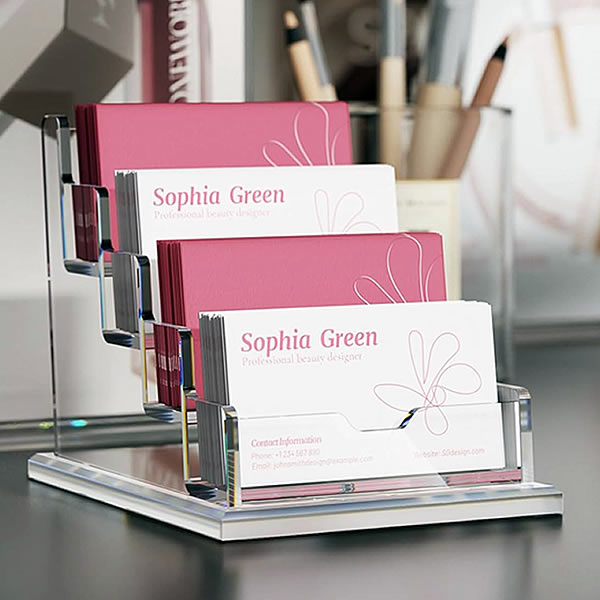 Multiple Business Card Holder, Displays 4 or 8 Business Cards White ...