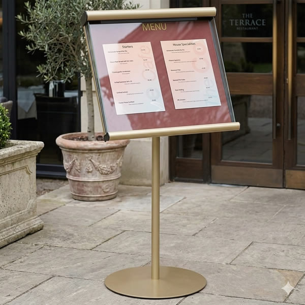 Scroll Deluxe Angled Outdoor Menu Stand | UK Made Display White Light ...