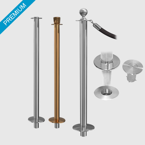 Elegance Removable Rope Barrier Post White Light Display