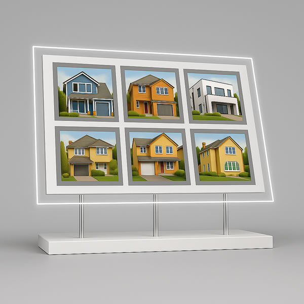 6 x A3 Freestanding LED Window Display | Estate Agent White Light Display