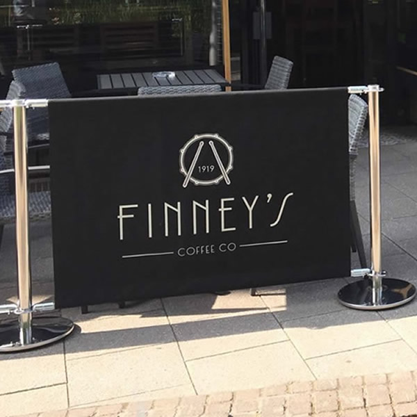 Cafe Barriers Printed Cotton Canvas Banners White Light Display