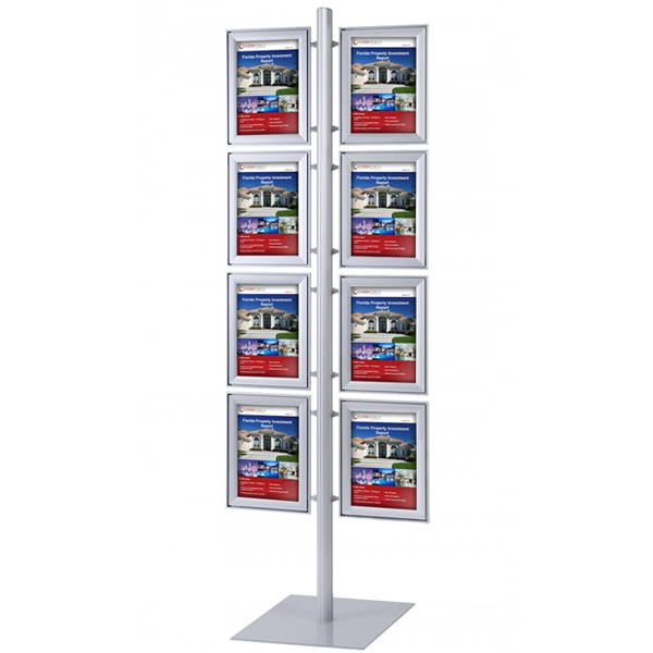 Multistand Freestanding 8 X A4 Poster Display System White