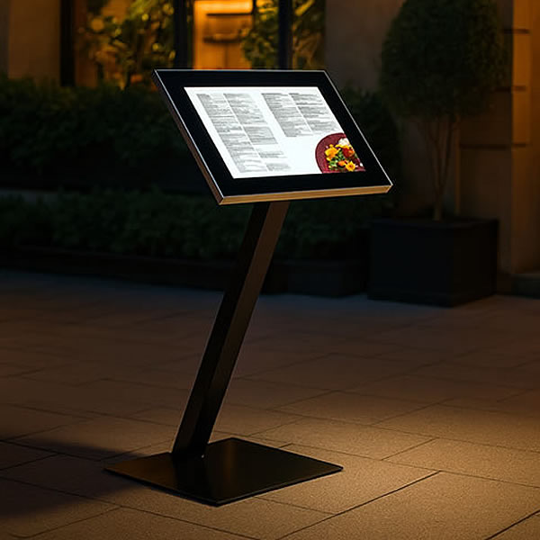Premium Ultra Modern LED Menu Stand White Light Display