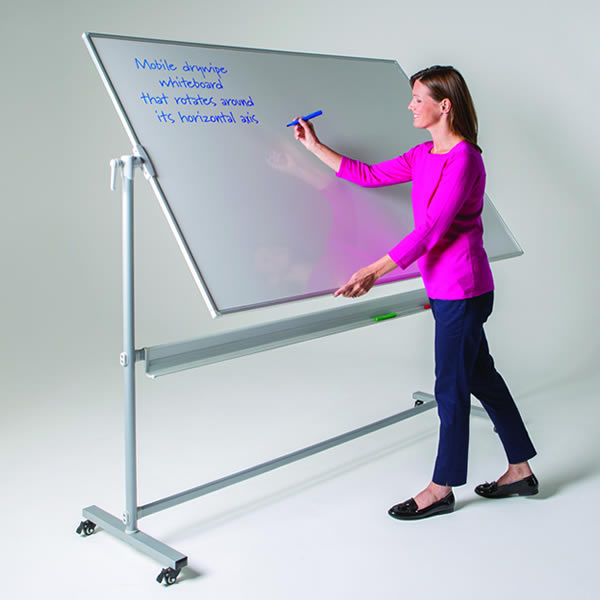 Whitebord Rota Revolving Mobile Whiteboard | Horizontal Tilt & Lock Stand White Light ...